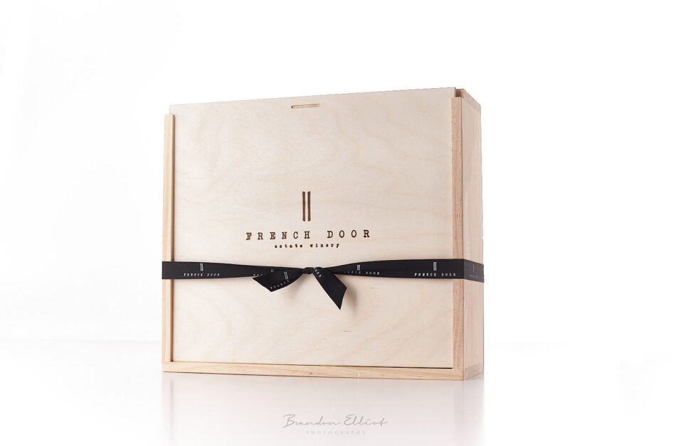 French Door Winery gift box photographed by Osoyoos Photographer Brandon Elliot